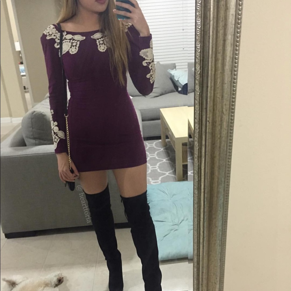 Motel rocks long sleeve shoulder padded dress